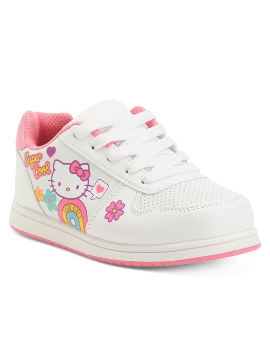 Hello Kitty Other - Hello Kitty White and Pink Kids Sneakers with Rainbow Graphic